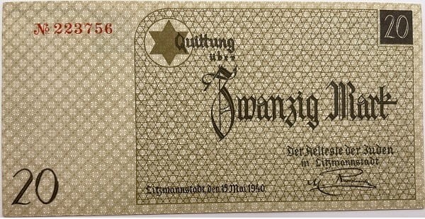 20 marek 1940 Getto w Łodzi awers