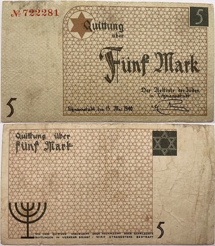 Banknot 5 marek 1940 Getto w Łodzi
