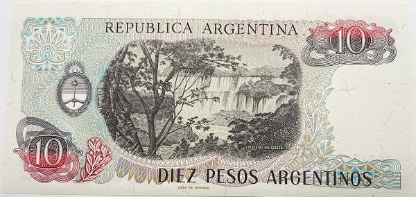 Argentyna banknot 10 pesos rewers