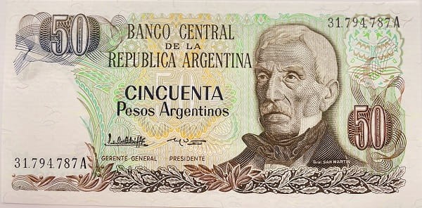 Argentyna banknot 50 pesos awers