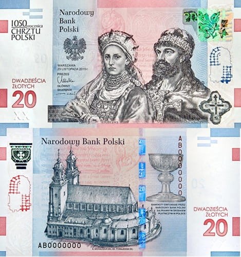 Banknot 20 zł 1050 rocznica Chrztu Polski 2015