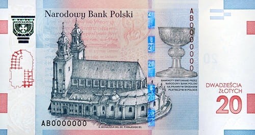 Banknot 20 zł 1050 rocznica Chrztu Polski 2015 rewers