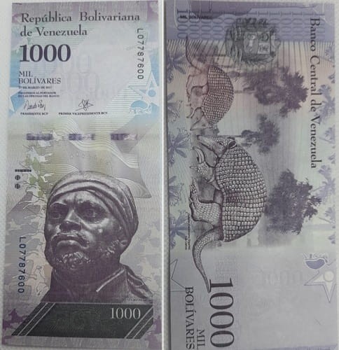Wenezuela banknot 1000 Bolivares 2017 r.