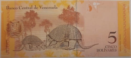 Wenezuela banknot 5 bolivares 2007 r. rewers