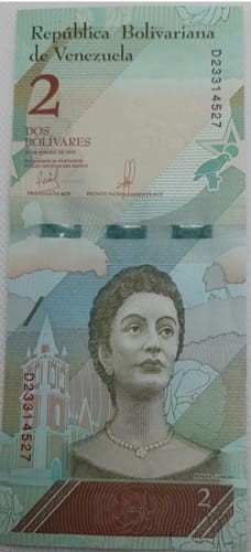 2 Bolivares Wenezuela 2018 r. awers