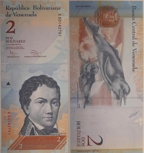 2 Bolivares Wenezuela 2012 r.