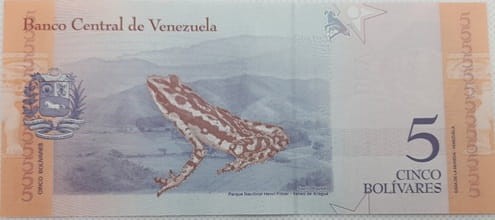5 Bolivares Wenezuela 2018 r. rewers