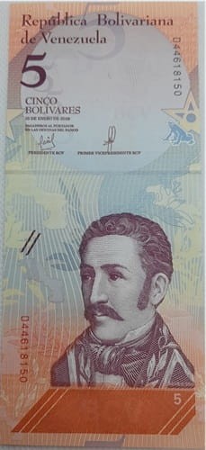 5 Bolivares Wenezuela 2018 r. awers