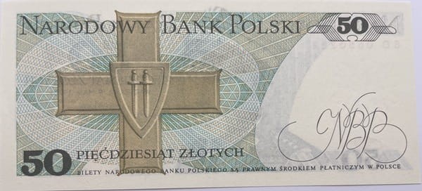 Banknot PRL 50 zł Karol Świerczewski UNC 1975 rewers