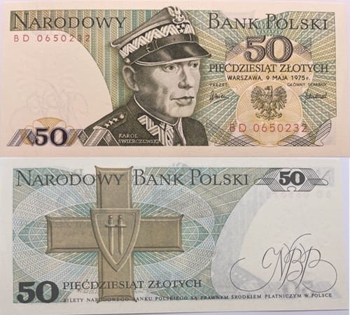 Banknot PRL 50 zł Karol Świerczewski UNC 1975