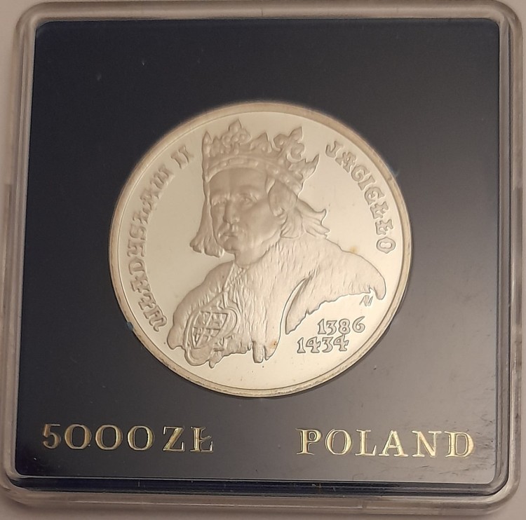 Moneta 5000 zł Władysław Jagiełło 1989 rewers