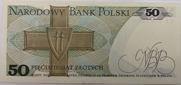 Banknot PRL 50 zł 1988 Karol Świerczewski UNC rewers