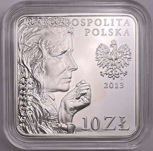 Moneta 10 zł Agnieszka Osiecka kwadrat 2013 r. rewers
