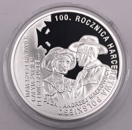 Moneta 10 zł 100. rocz. Harcerstwa Polskiego 2010 r. rewers