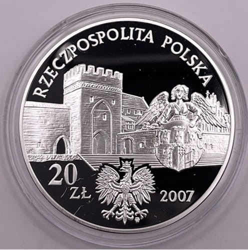 Moneta 20 zł Średniowieczne miasto w Toruniu 2007 r. awers