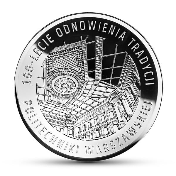 Moneta 10 zł 100-lecie Politechniki Warszawskiej 2015 r rewers