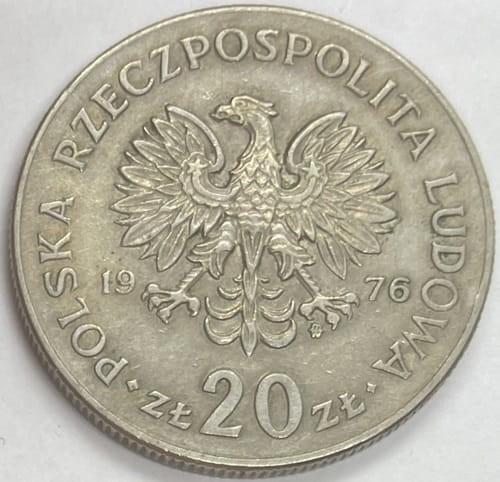 Moneta 20 zł Marceli Nowotko b.z. 1976 r. stan 2 awers