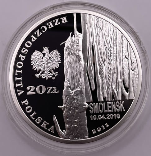 Moneta 20 zł Smoleńsk - Pamięci Ofiar 10.04.20210 2011 r. awers