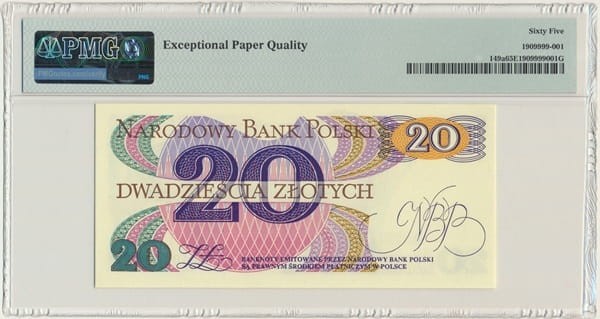 20 złotych 1982 r. PMG 65 EPQ rewers