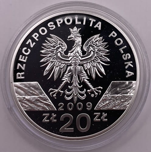 Moneta 20 zł Jaszczurka zielona 2009 r. awers