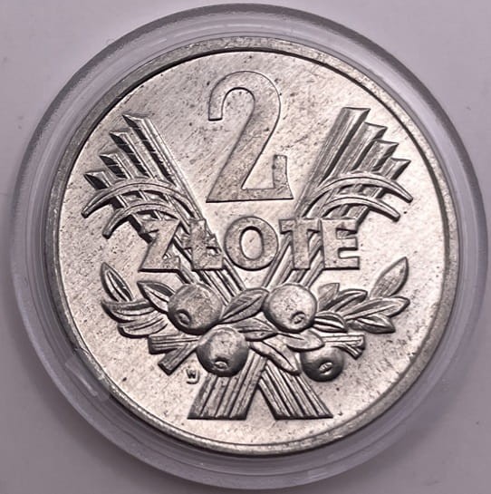 Moneta 2 złote Jagody 1970 r. rewers stan 1