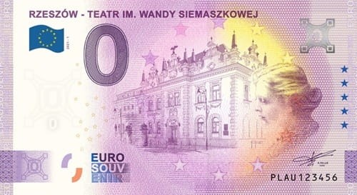 0 euro Rzeszów teatr im. Wandy Siemaszkowej 2021 awers