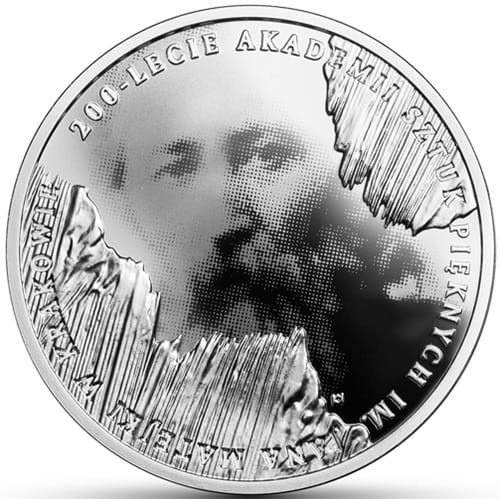 Moneta 10 zł 200-lecie Akademii Sztuk Pięknych im. J. Matejki 2019 r. rewers