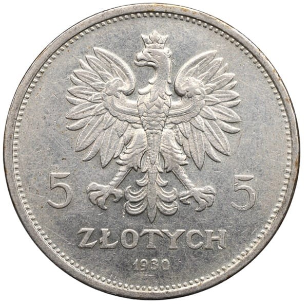 Moneta 5 złotych Sztandar 1930 awers