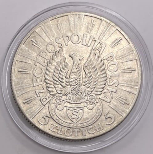 Moneta 5 złotych 1934 r. Józef Piłsudski Orzeł strzelecki awers stan 2