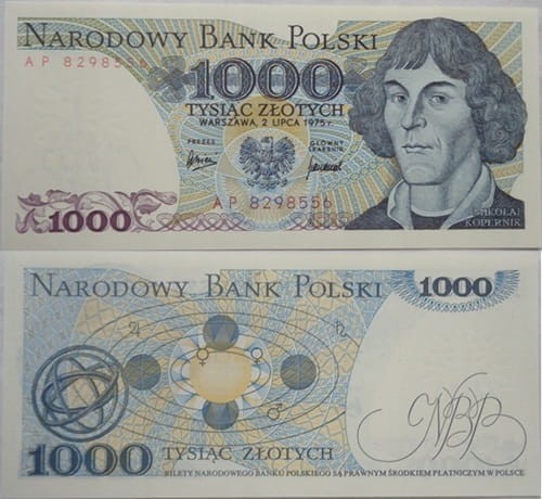 Banknot PRL 1000 zł Mikołaj Kopernik 1975 stan 1