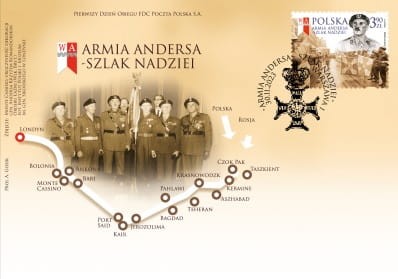 Koperta FDC Szlak Nadziei Władysław Anders 2023 łezka lewa