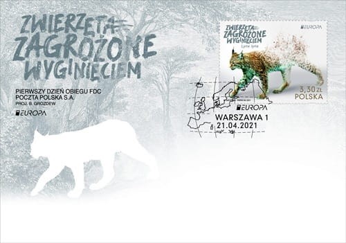 Koperta FDC Europa Zwierzęta zagrożone wyginięciem 2021