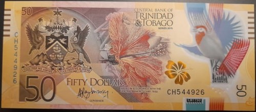 Trynidad i Tobago banknot 50 dolarów polimer 2015 r. awers