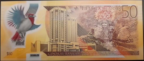 Trynidad i Tobago banknot 50 dolarów polimer 2015 r. rewers