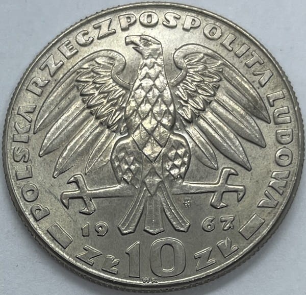 Moneta 10 zł Karol Świerczewski 1967 awers