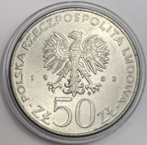 Moneta 50 zł 150 lat Teatru Wielkiego 1983 r. awers