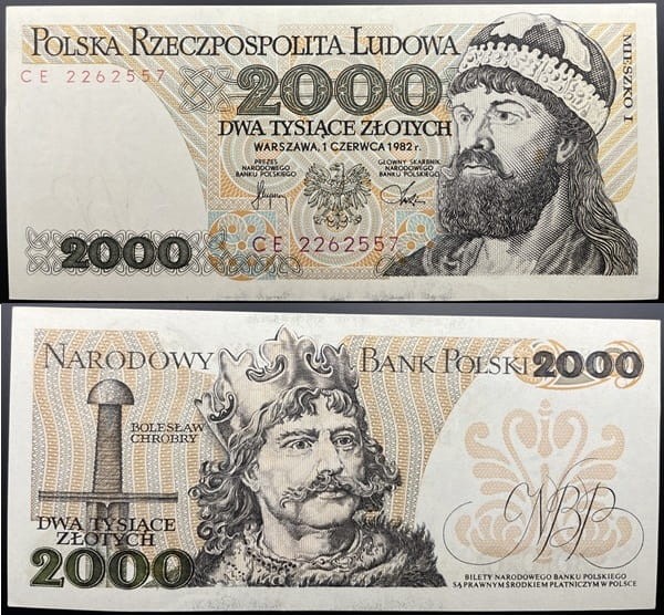 Banknot PRL 2000 zł 1982 Mieszko I stan 1