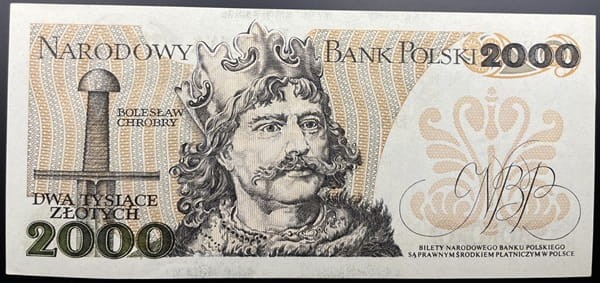 Banknot PRL 2000 zł 1982 Mieszko I stan 1 rewers