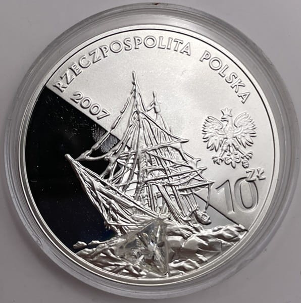 Moneta 10 zł Arctowski Dobrowolski 2007 awers