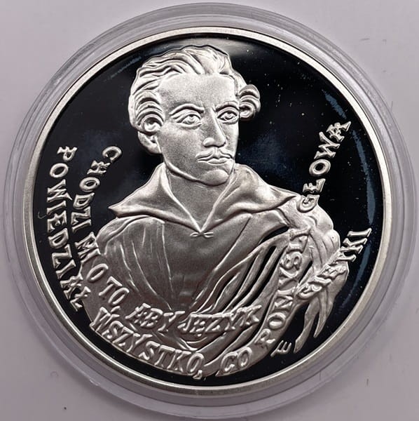 Moneta 10 zł 150 rocznica śmierci Juliusza Słowackiego 1999 rewers