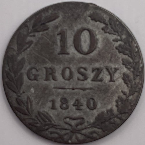 Moneta 10 groszy Warszawa MW 1840 r. rewers
