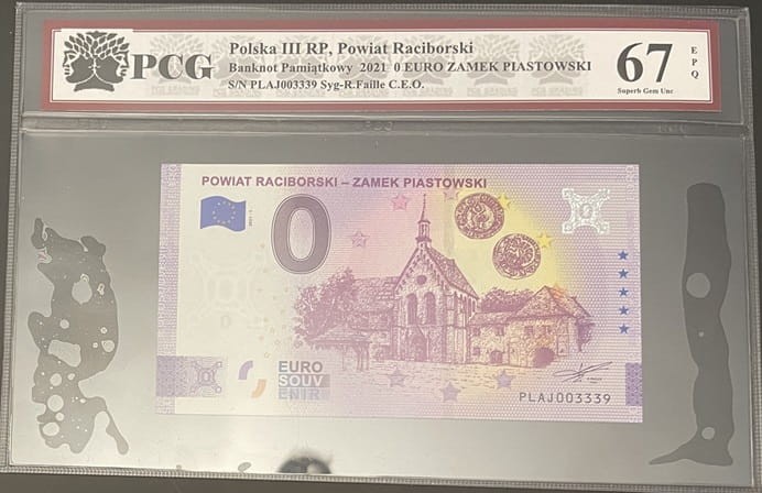 Banknot 0 euro Racibórz Zamek Piastowski 2021 PCG 67