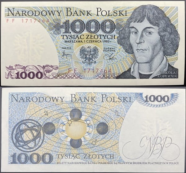Banknot PRL 1000 zł Mikołaj Kopernik 1982 stan 2