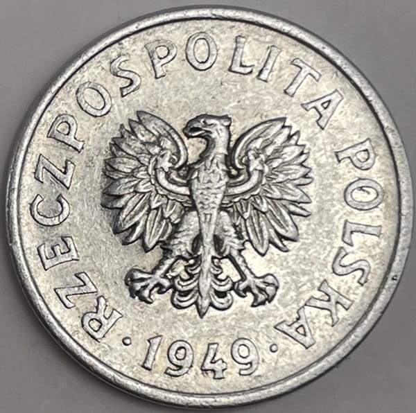 Moneta 20 groszy 1949 r. stan 3 awers