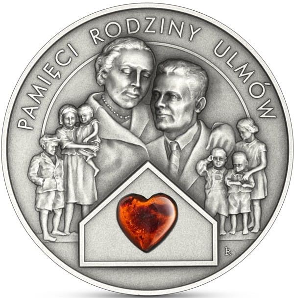 Moneta 50 zł Pamięci rodziny Ulmów 2024 r. rewers