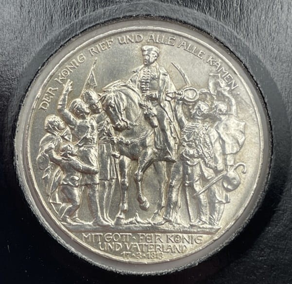 Moneta 3 marki 1913 r. Wilhelm II Prusy rewers