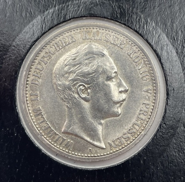 Moneta 2 marki 1907 r. A Prusy awers