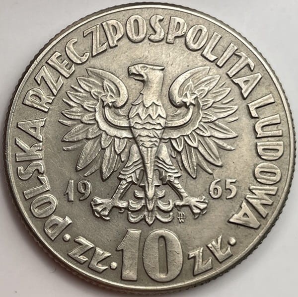 10 zł Mikołaj Kopernik 1965 r. stan 2 rewers