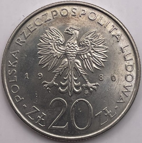 Moneta 20 zł Igrzyska XXII Olimpiady 1980 awers