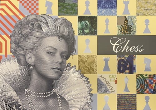 Szachy PWPW 2017 r. duży folder banknot testowy